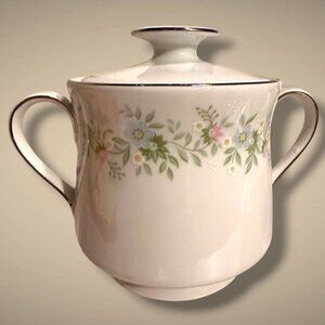 Johann Haviland Forever Spring Sugar Bowl With Lid Porcelain Dual Handles White/